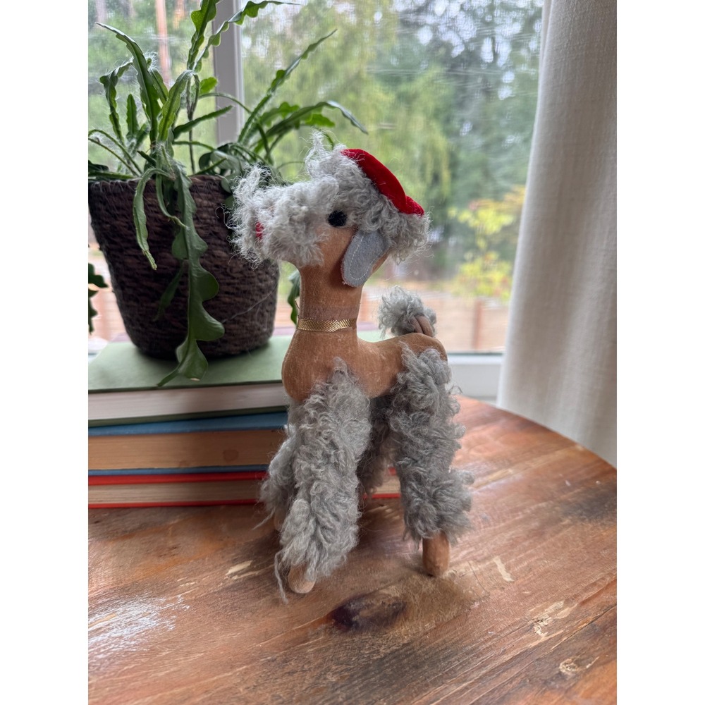 Vintage Dream Pets‎ R Dakin Tammy the Poodle Plush Figure Velvet Red Beret 1960s